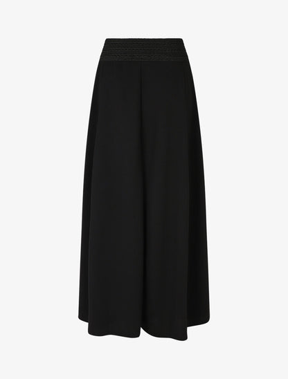 Jupe longue droite unie à taille élastiquée - Noir - 2