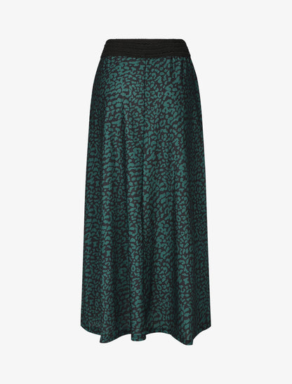 Jupe longue à imprimé graphique à taille haute - Vert - 2