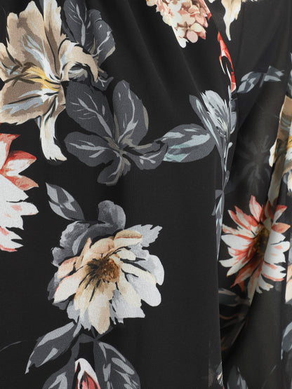 Blouse en voile à imprimé fleuri - Noir - 3