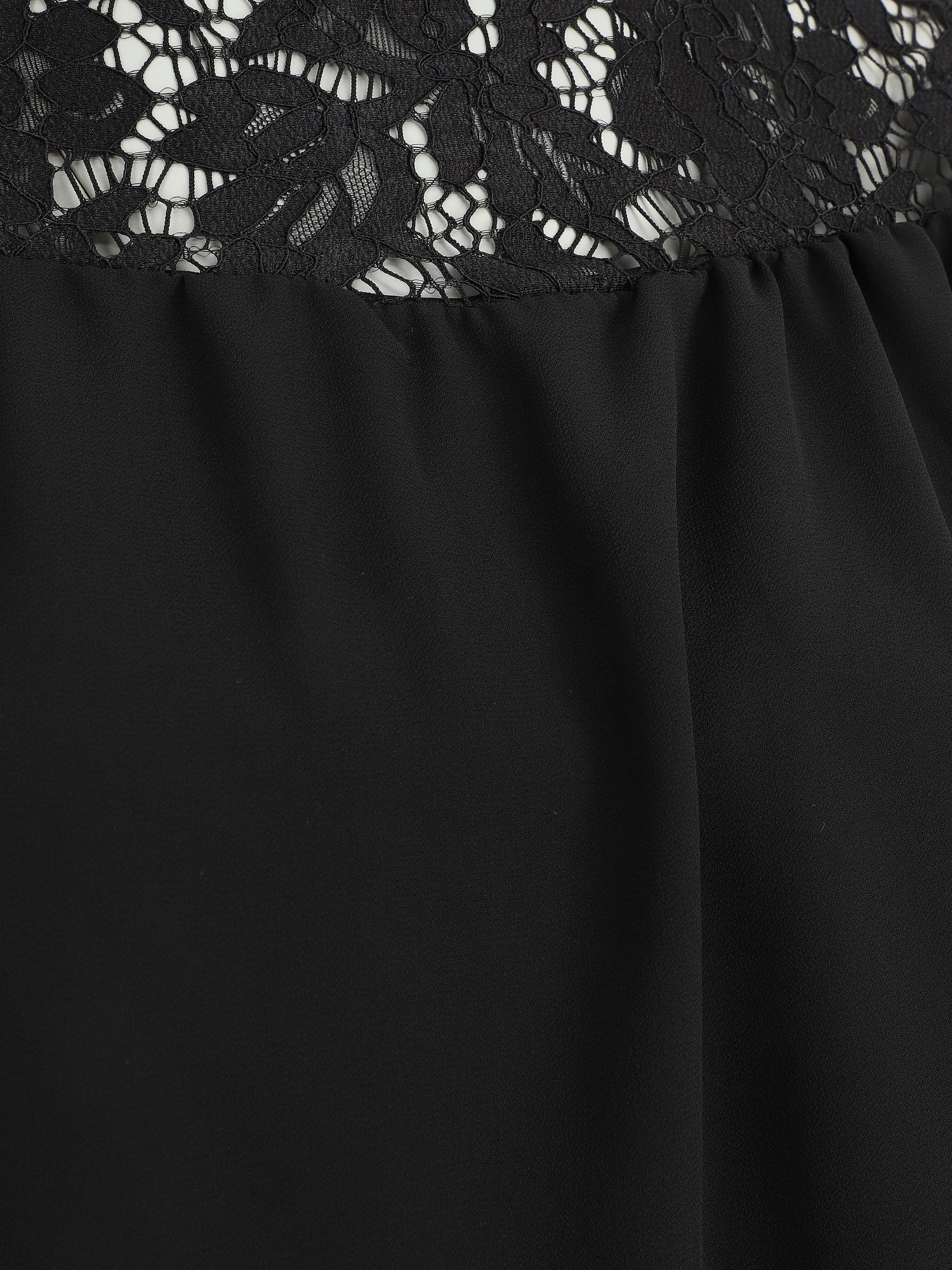 Blouse en voile coupe boule et dentelle - Noir - 3