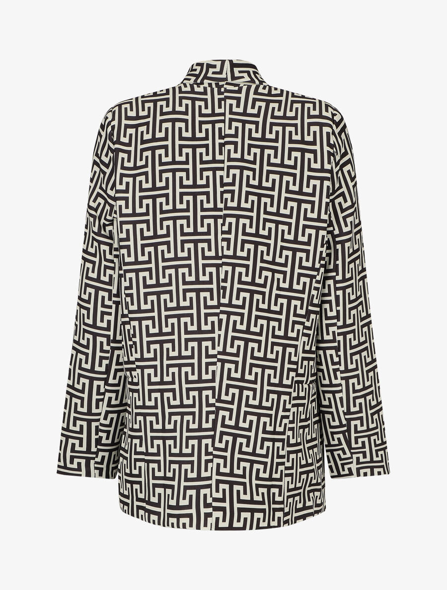 Blazer ample imprimé grec - Blanc - 2