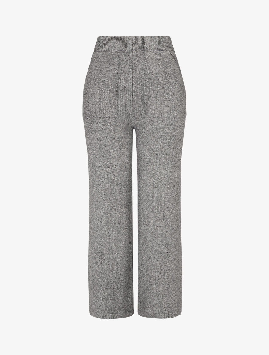Pantalon uni en maille - Gris - 4