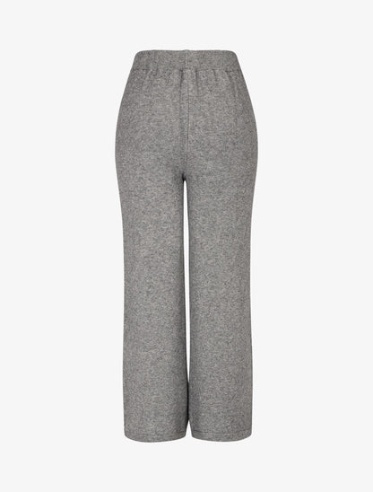 Pantalon uni en maille - Gris - 2
