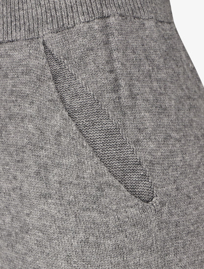 Pantalon uni en maille - Gris - 3