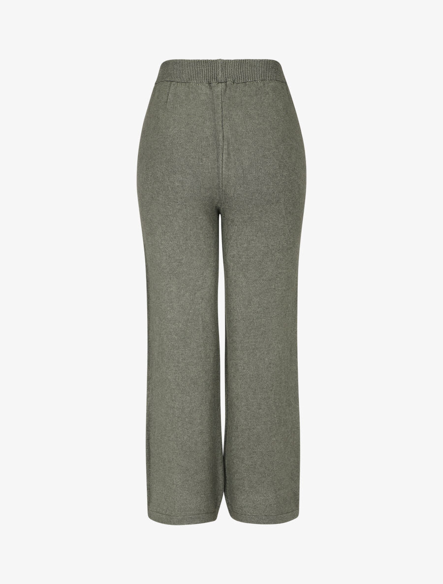 Pantalon uni en maille - Kaki - 2