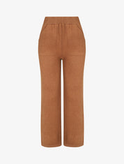 Pantalon uni en maille - Camel - 4