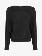Pull uni oversize chauve-souris - Noir - 1