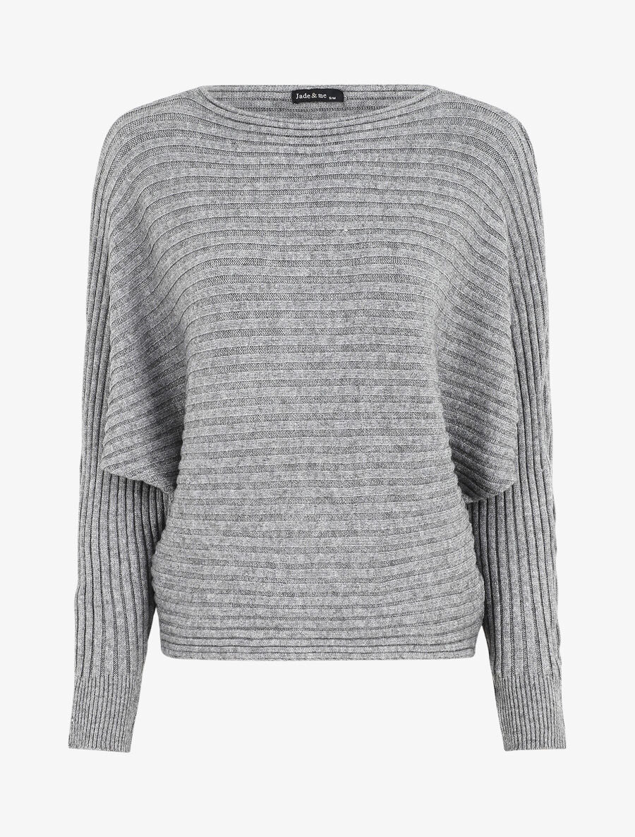 Pull uni oversize chauve-souris - Gris - 1
