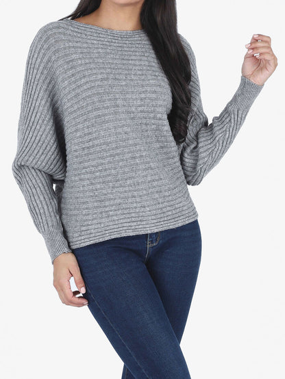 Pull uni oversize chauve-souris - Gris - 4