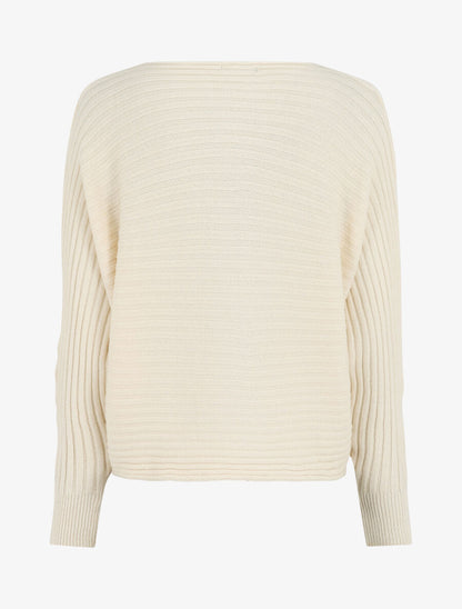Pull uni oversize chauve-souris - Écru - 2