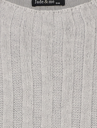 Pull côtelé ajusté à col montant - Gris clair - 3