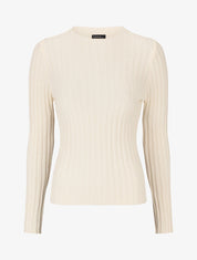Pull côtelé ajusté à col montant - Beige - 5