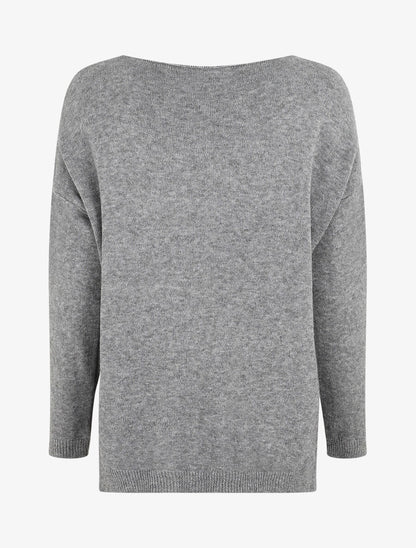 Pull ample uni col V - Gris - 2