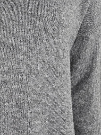 Pull ample uni col V - Gris - 3