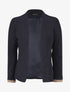 Blazer uni à revers imprimé graphique - Marine - 1