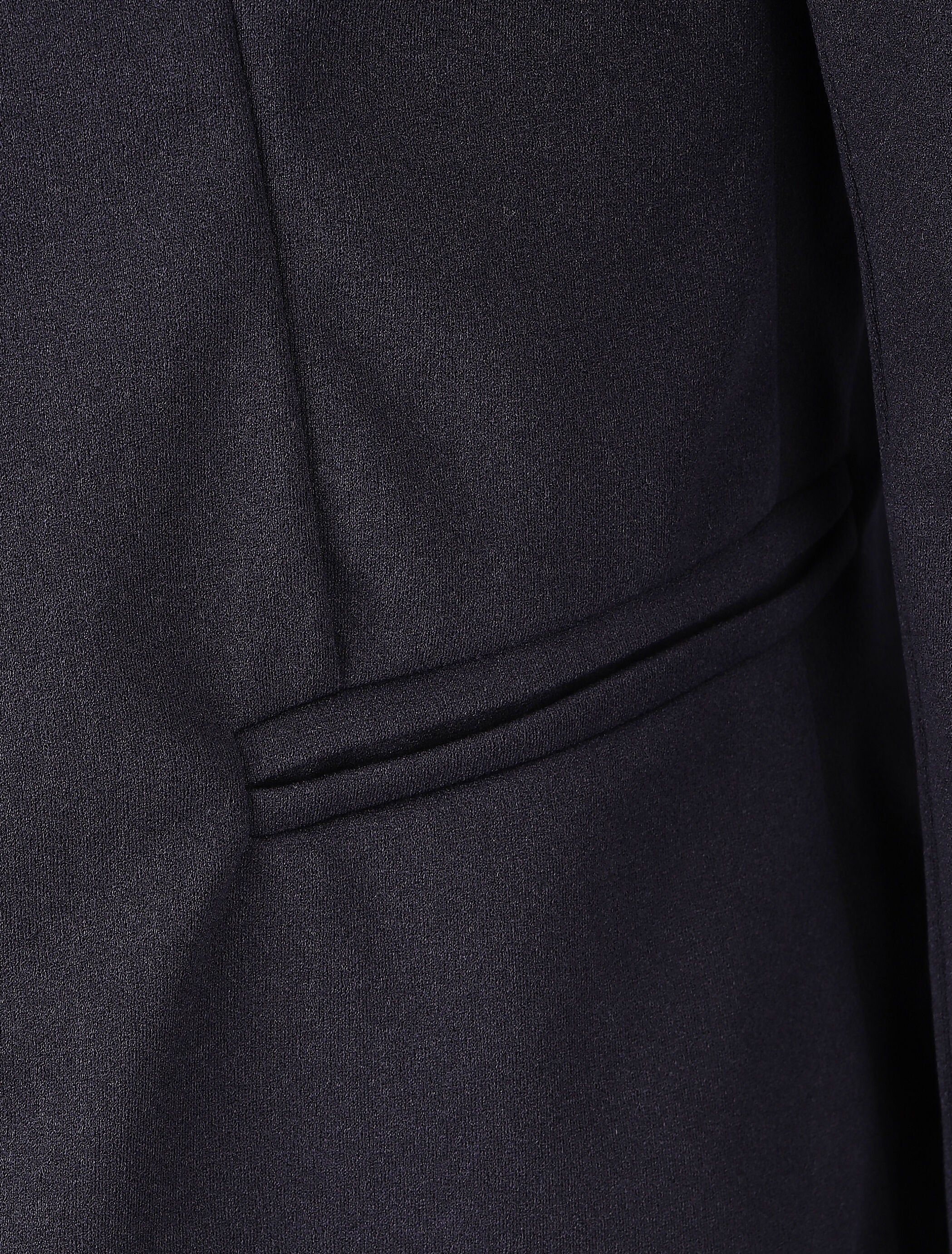 Blazer uni à revers imprimé graphique - Marine - 3