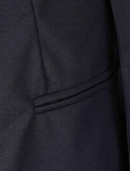 Blazer uni à revers imprimé graphique - Marine - 3