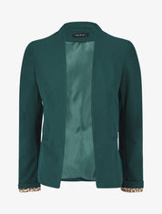 Blazer uni à revers imprimé graphique - Vert sapin - 1
