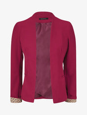 Blazer uni à revers imprimé graphique - Rouge - 1
