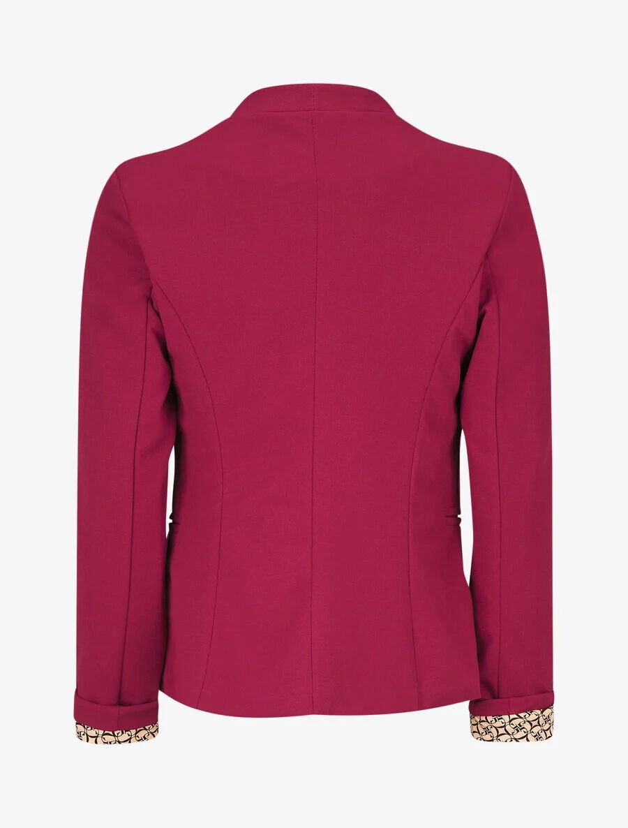 Blazer uni à revers imprimé graphique - Rouge - 2