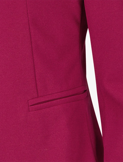 Blazer uni à revers imprimé graphique - Rouge - 3