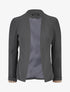 Blazer uni à revers imprimé graphique - Gris - 1
