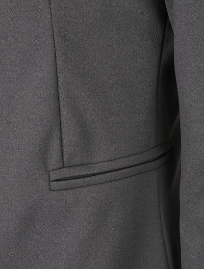 Blazer uni à revers imprimé graphique - Gris - 3