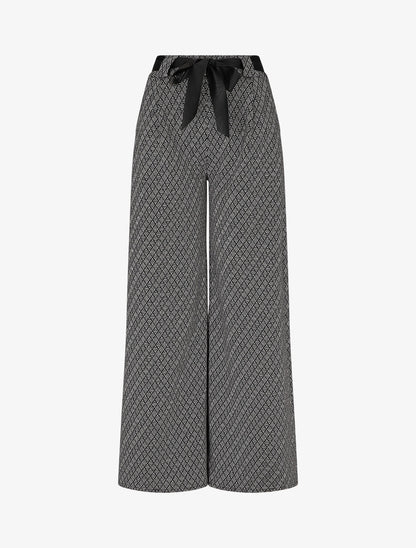 Pantalon coupe ample à imprimé graphique - Noir - 1