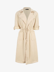 Trench oversize mi-long en suédine - Beige - 4