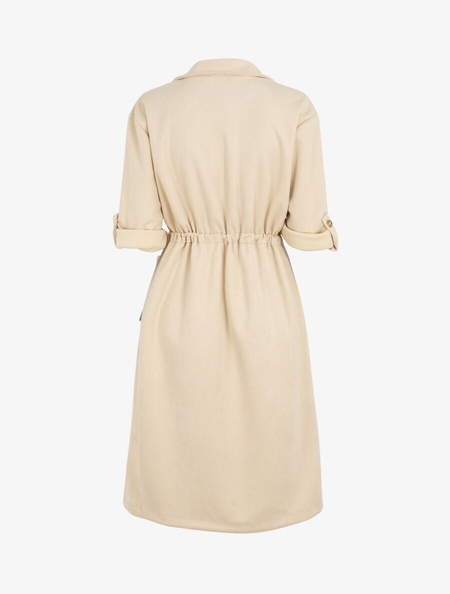 Trench oversize mi-long en suédine - Beige - 2