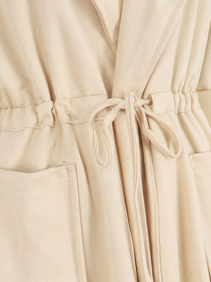 Trench oversize mi-long en suédine - Beige - 3