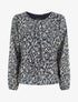 Blouse ample en voile imprimé feuilles irisées - Marine - 1