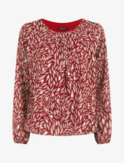 Blouse ample en voile imprimé feuilles irisées - Bordeaux - 4