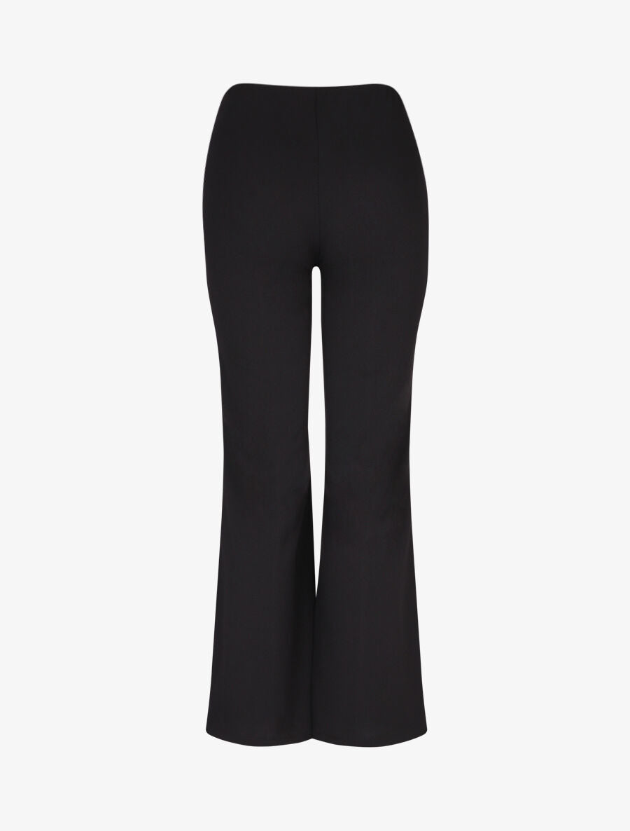 Pantalon flare taille haute à boucle - Noir - 2