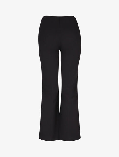 Pantalon flare taille haute à boucle - Noir - 2