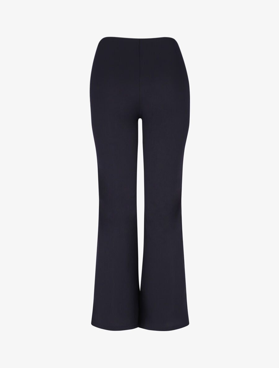 Pantalon flare taille haute à boucle - Marine - 2