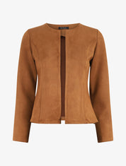 Veste ouverte en suédine - Marron - 1