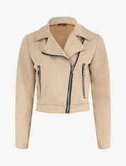 Perfecto court en suédine - Beige - 1