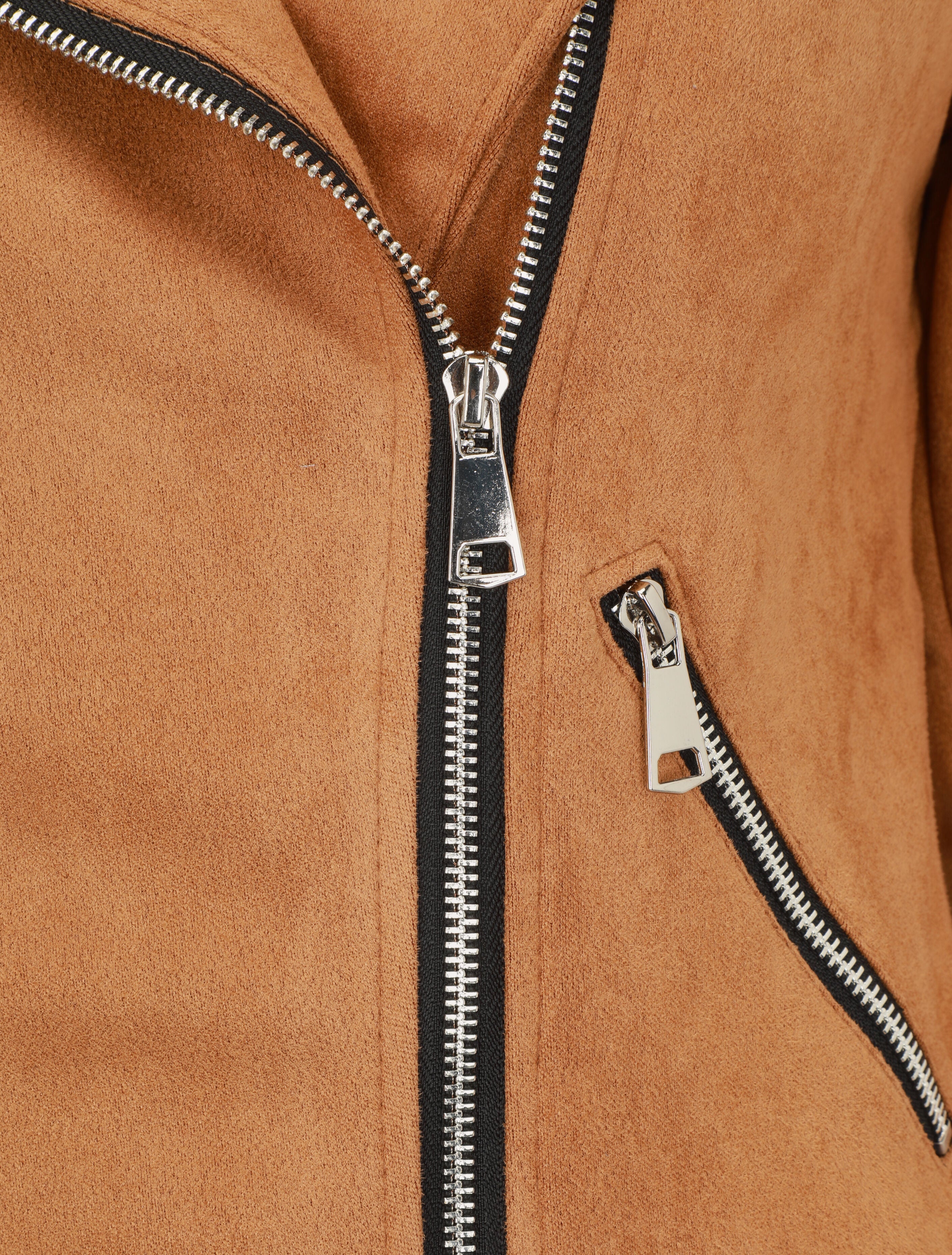 Veste style perfecto en suédine - Camel - 3