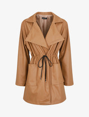 Veste mi-longue en simili - Camel - 4