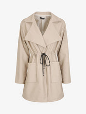 Veste mi-longue en simili - Beige - 1