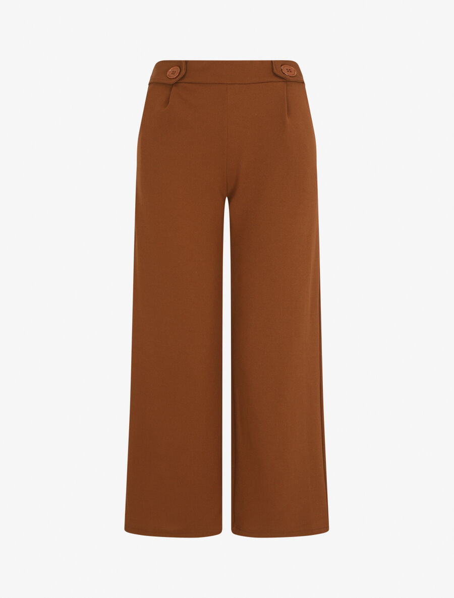 Pantalon ample à taille élastiquée - Camel - 1
