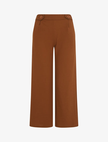 Pantalon ample à taille élastiquée - Camel - 1