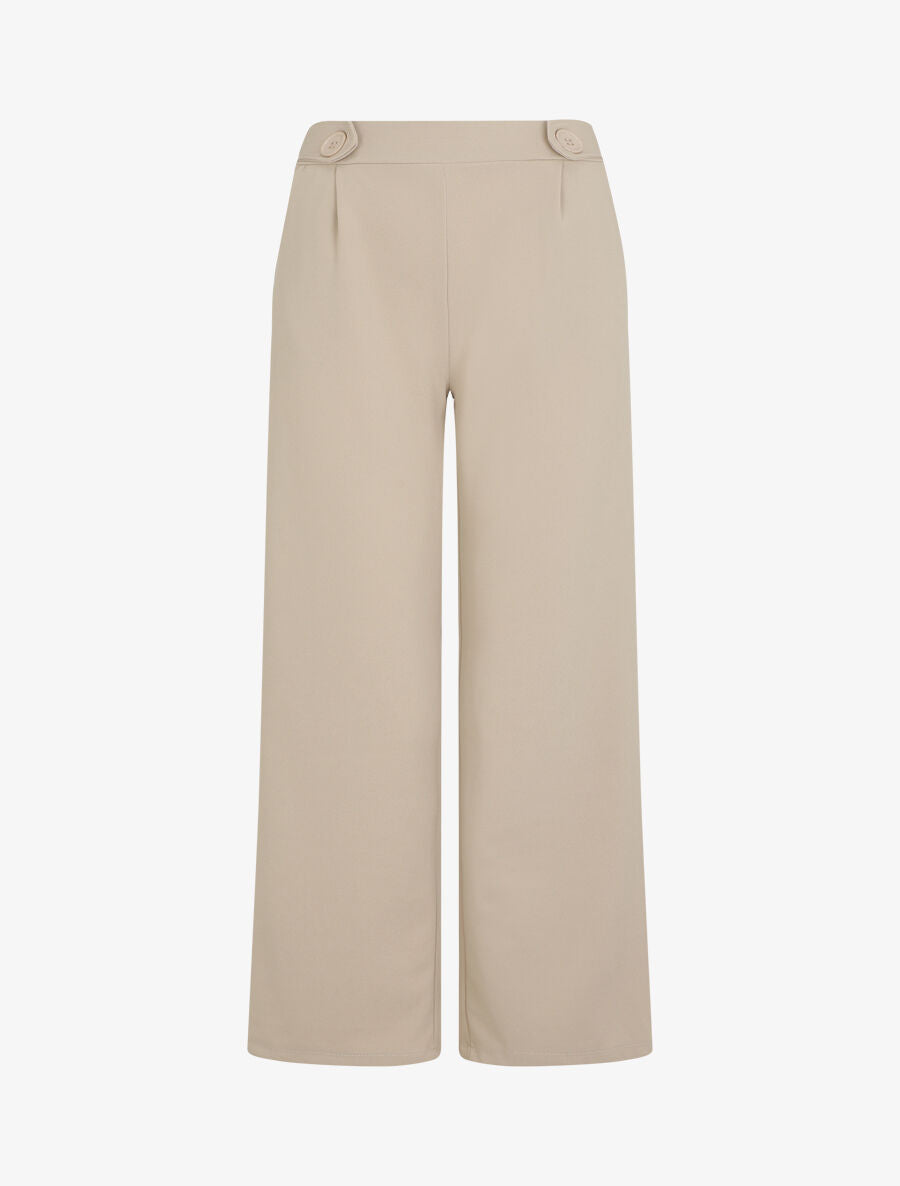 Pantalon ample à taille élastiquée - Beige - 1