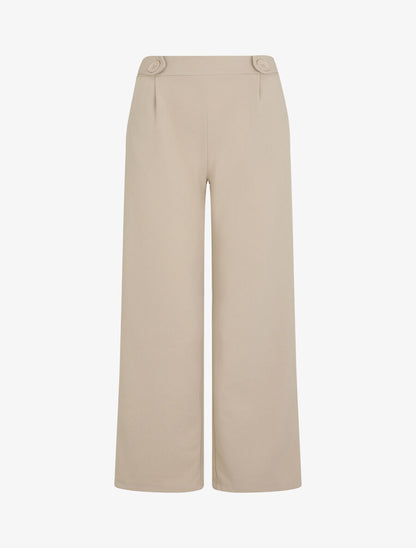 Pantalon ample à taille élastiquée - Beige - 1