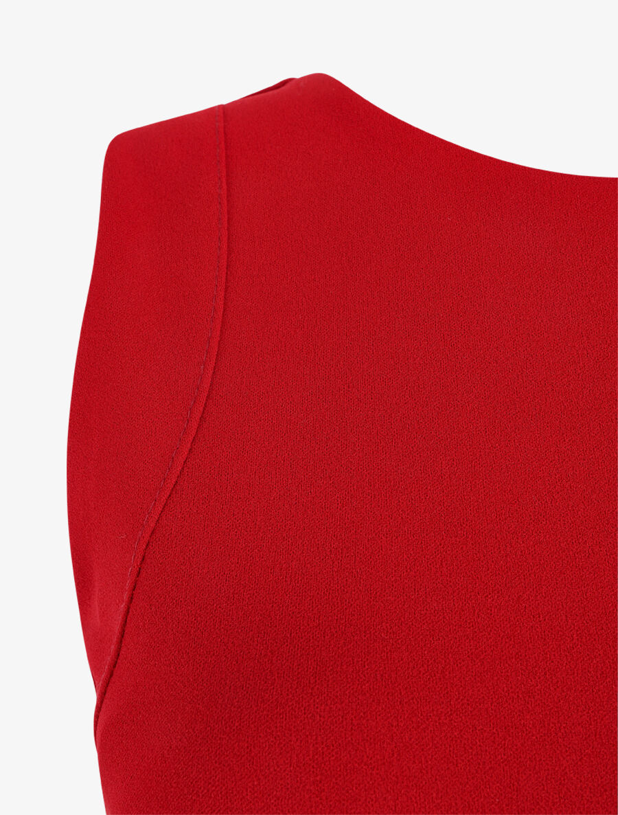 Robe longue drapée sans manches - Rouge - 4