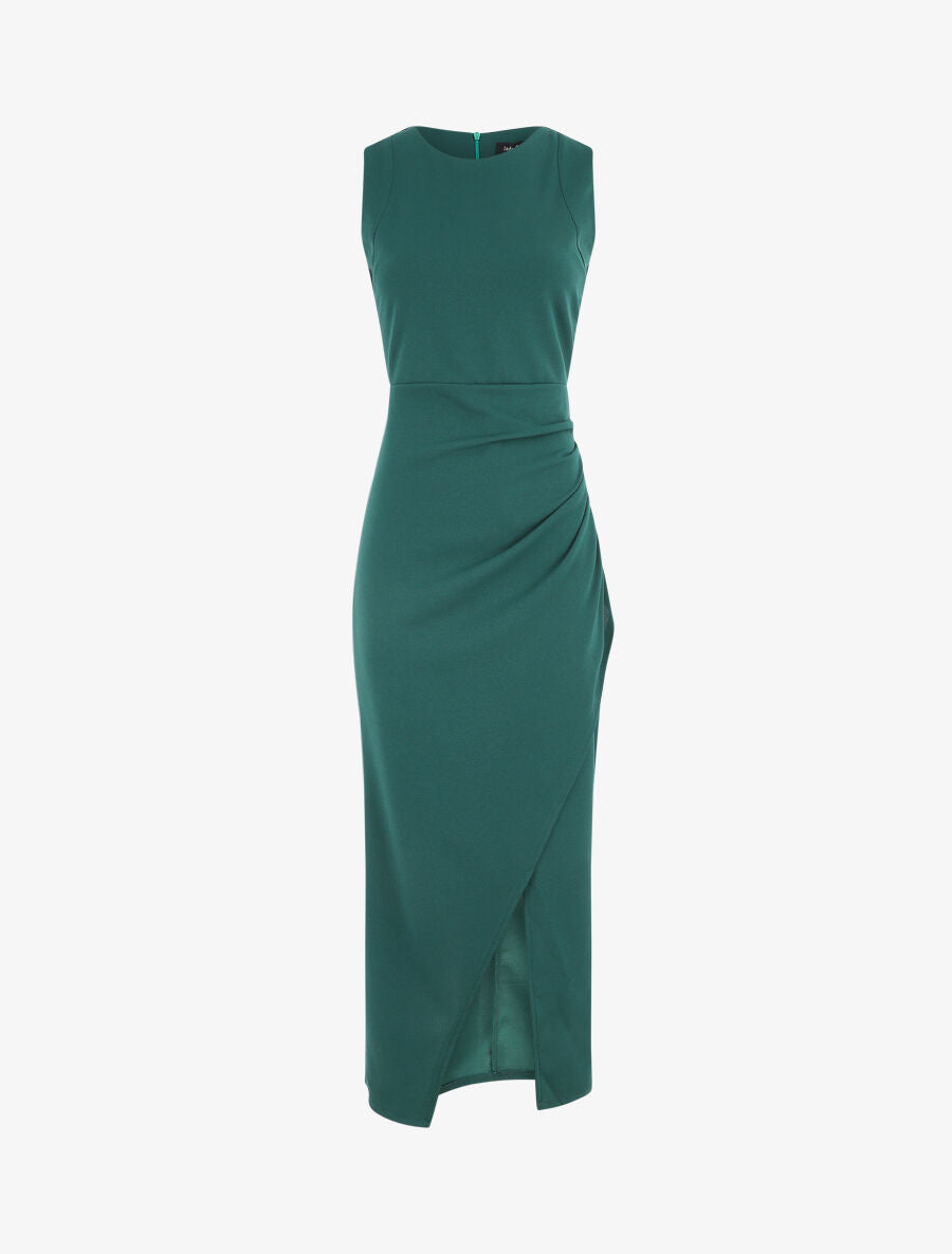 Robe longue drapée sans manches - Vert sapin - 2