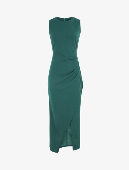 Robe longue drapée sans manches - Vert sapin - 2