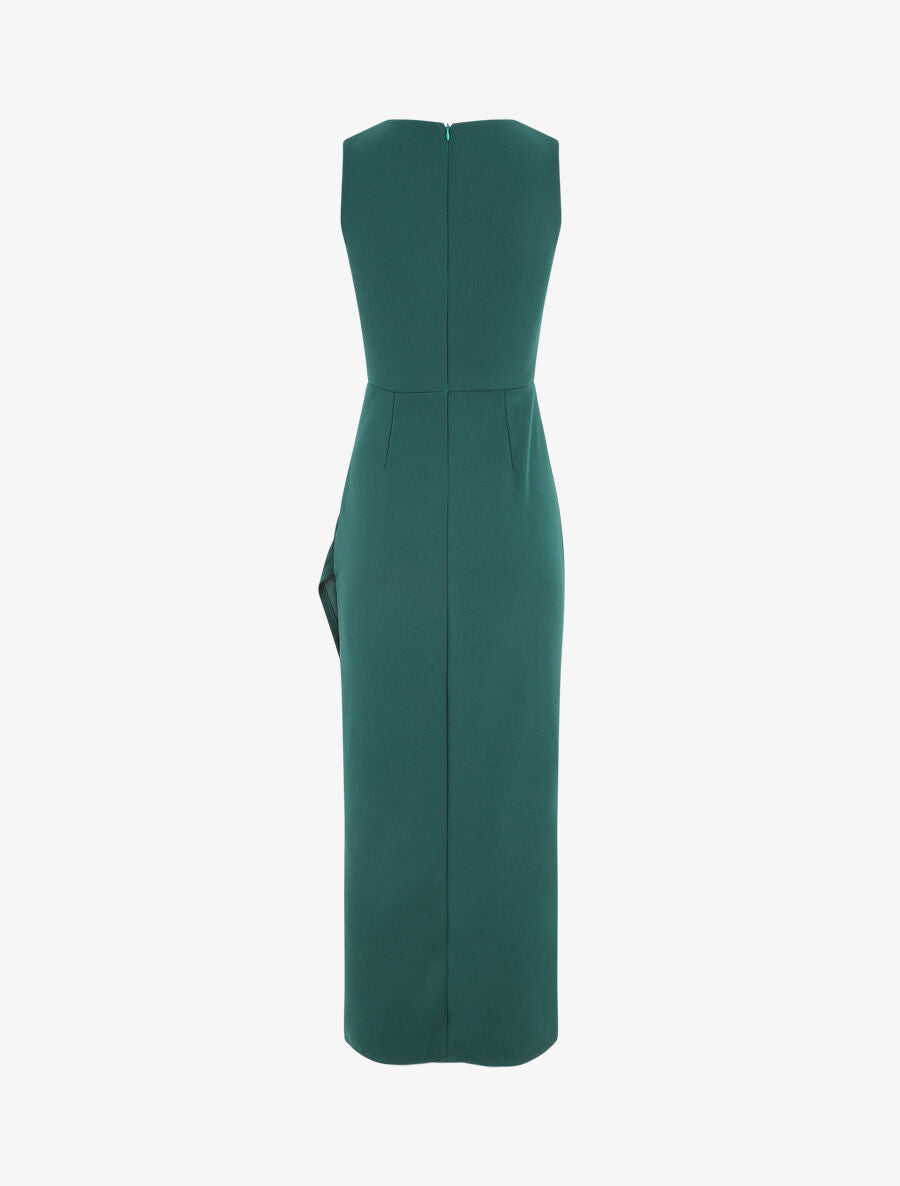 Robe longue drapée sans manches - Vert sapin - 3