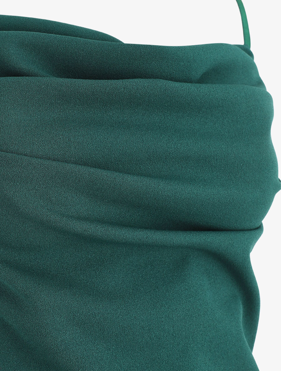 Robe longue droite effet drapé - Vert sapin - 4
